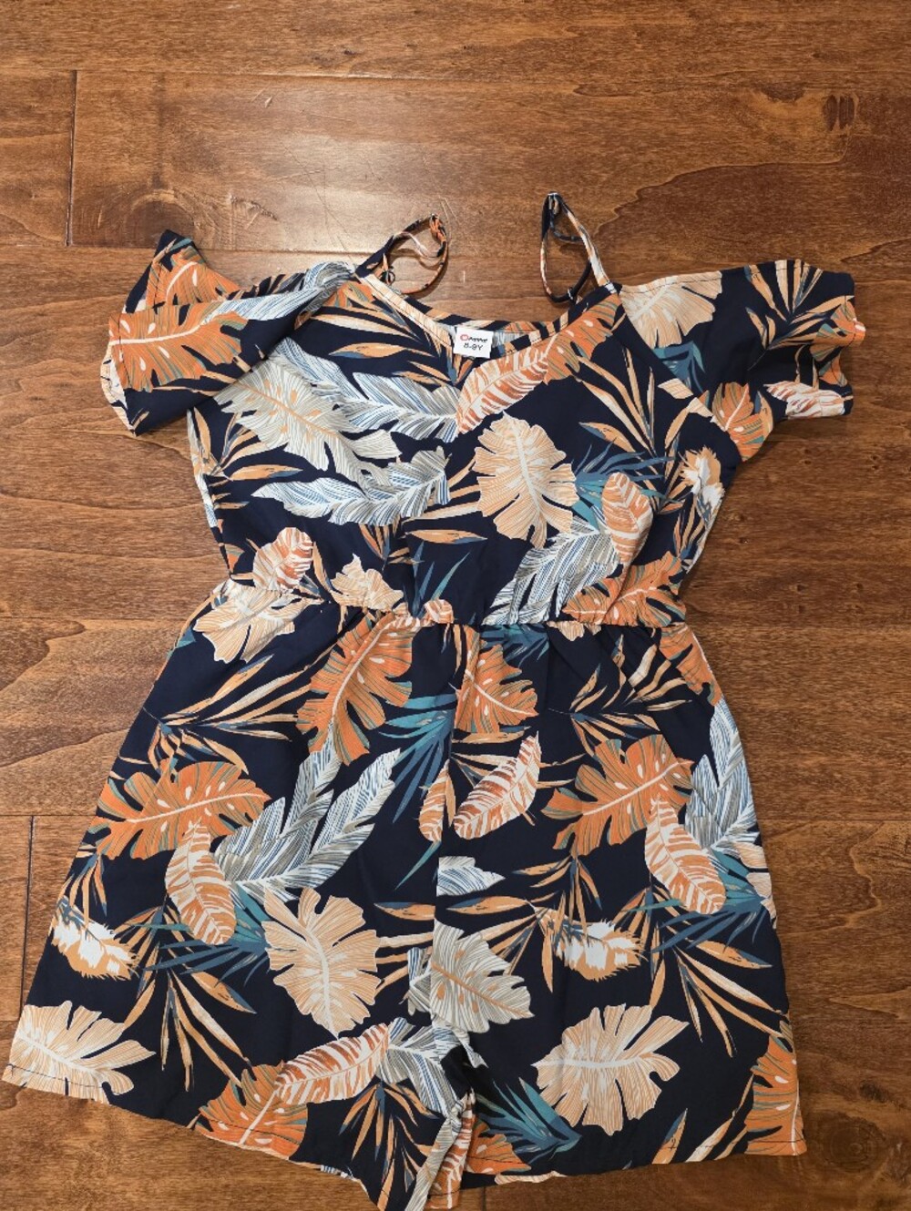 PatPat Navy Cold-Shoulder Romper Sz 8-9